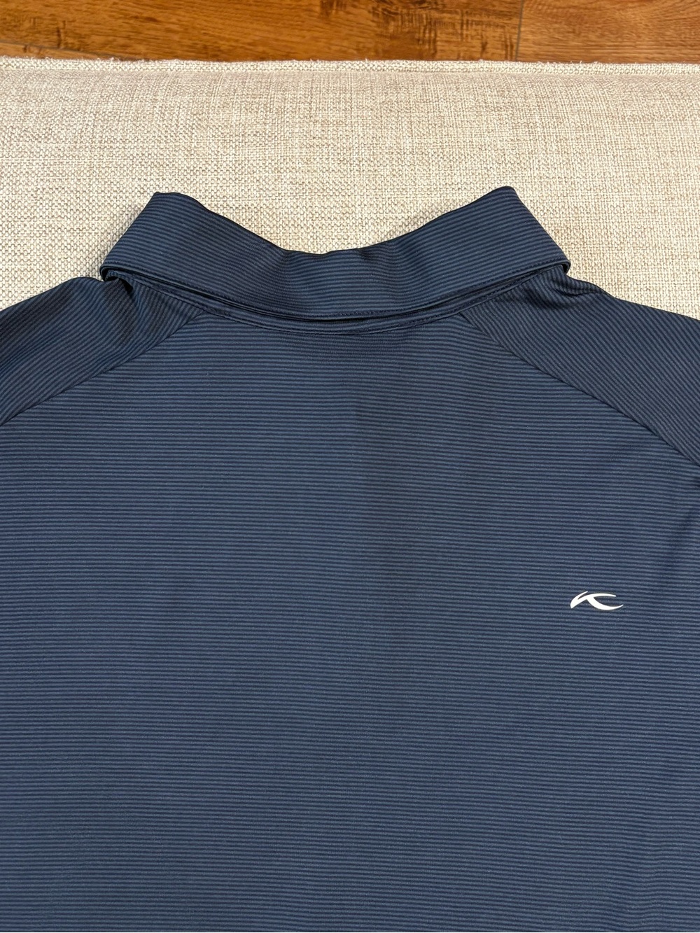 KJUS Soren Stripe Polo Shirt Mens 50 M Navy UPF 50+ Performance Golf - Picture 6 of 9